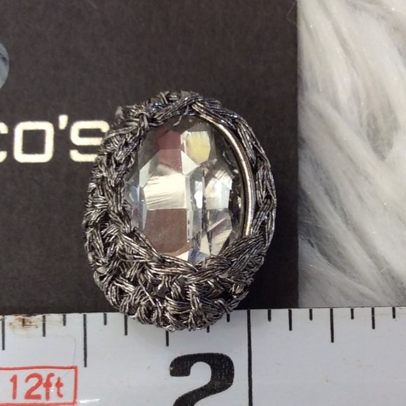 Chico silver & rhinestone large button / stud earrings. NWT - Picture 9 of 10